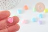 Perle coeur plastique multicolore plastel,pendentif acrylique,création bijoux plastique coloré, 12mm, x20 G3373