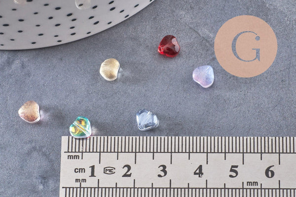 Perle coeur verre multicolore irisé 6mm, x10 (G6679)