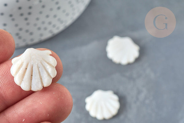 Perle coquillage nacre blanche naturelle 19,5mm, bijoux nacre, x2 G7379