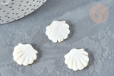 Perle coquillage nacre blanche naturelle 19.5mm, x2 (G7379)