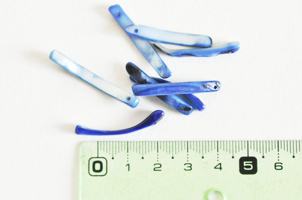 Perle coquillage naturel nacre bleue,dent coquillage,nacre teintée,coquillage naturel,perle coquillage,20-38mm, X20 (G9738)