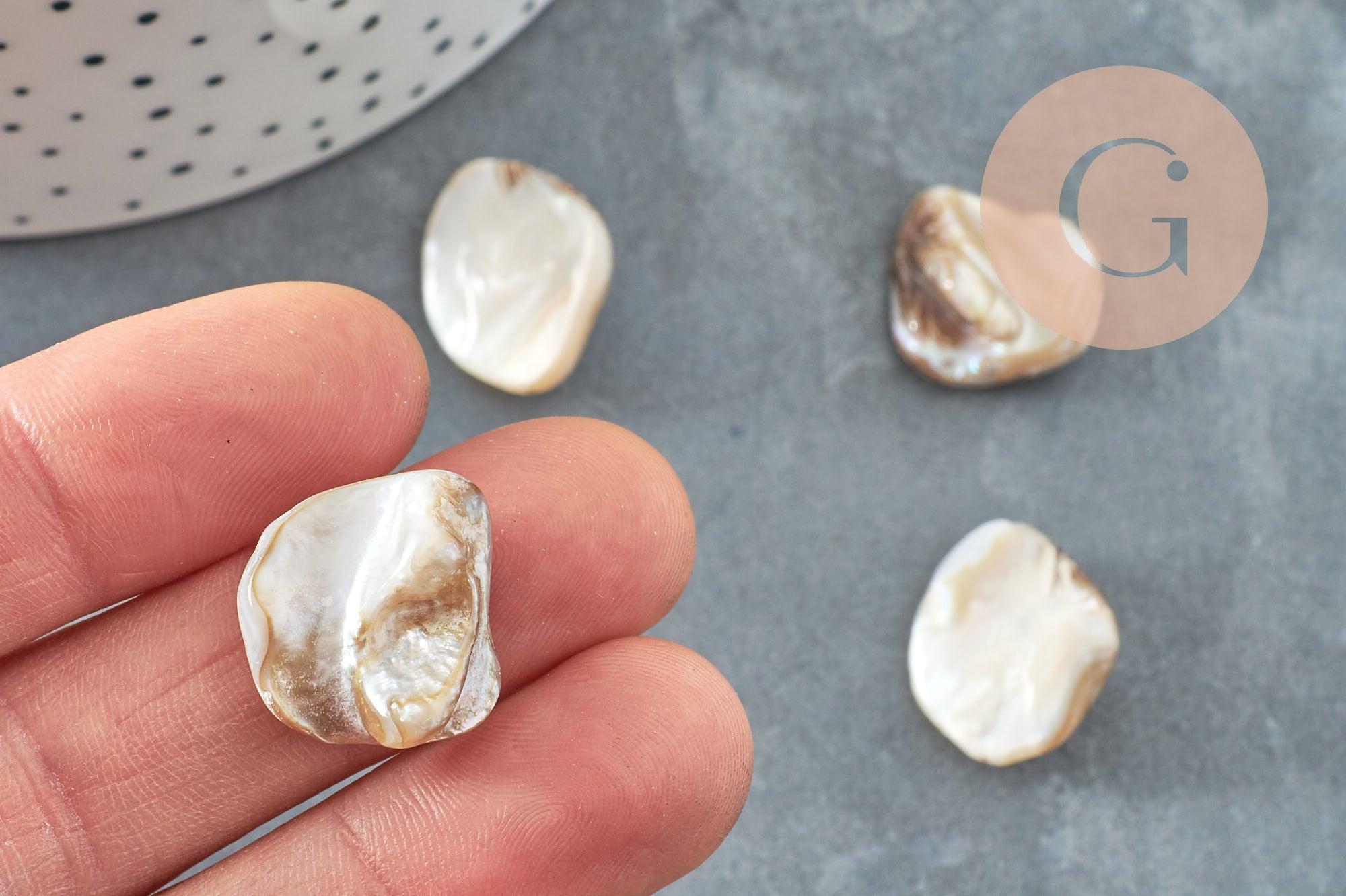 Perle coquillage naturel nacre nugget 18-22mm,x5 (G2650)