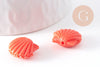 Perle coquillage résine rose imitation corail 16mm, x5 (G10343)