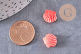 Perle coquillage résine rose,perle imitation corail 11.5mm, x5 (G5000)