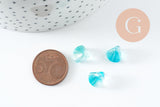Perle coquillage verre transparent vert10.5mm, perles verre tchèque, perle coquille, verre vert creation bijou, x10 G5437