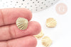 Perle coquillage zamac doré 14K 13.5mm ,fournitures créatives sans nickel, x5 G4219