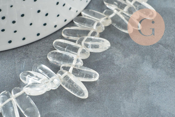 Perle cristal de roche naturel ovale 13-22mm ,perle pierre,quartz Naturel, pierre naturelle,35.5cm, x1 (G1158)