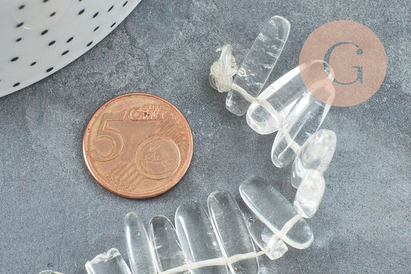 Perle cristal de roche naturel ovale 13-22mm ,perle pierre,quartz Naturel, pierre naturelle,35.5cm, x1 (G1158)