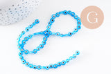 Perle disque Mauvais Oeil Grecque verre bleu,perle verre,perle chance, perle artisanale verre,perle chance, 6mm, le fil, x1 (G2626)