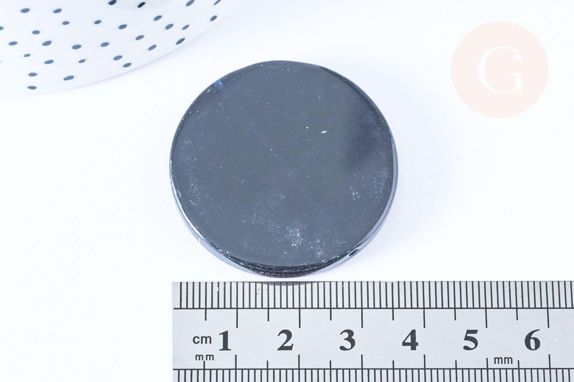 Perle disque agate noire 40mm,perle pierre, x1 (G6456)