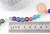 Perle disque verre millefiori 8mm,x1 fil de 35cm (G2804)
