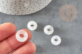 Perle donut rondelle cristal de roche naturel 14mm, pendentif rondelle pierre naturelle pour création de bijoux x2 (G9181)