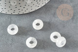 Perle donut rondelle cristal de roche naturel 14mm, pendentif rondelle pierre naturelle pour création de bijoux x2 (G9181)