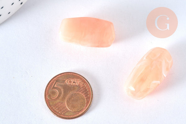 Perle en acrylique rose 25mm imitation pierre, x5 G6797