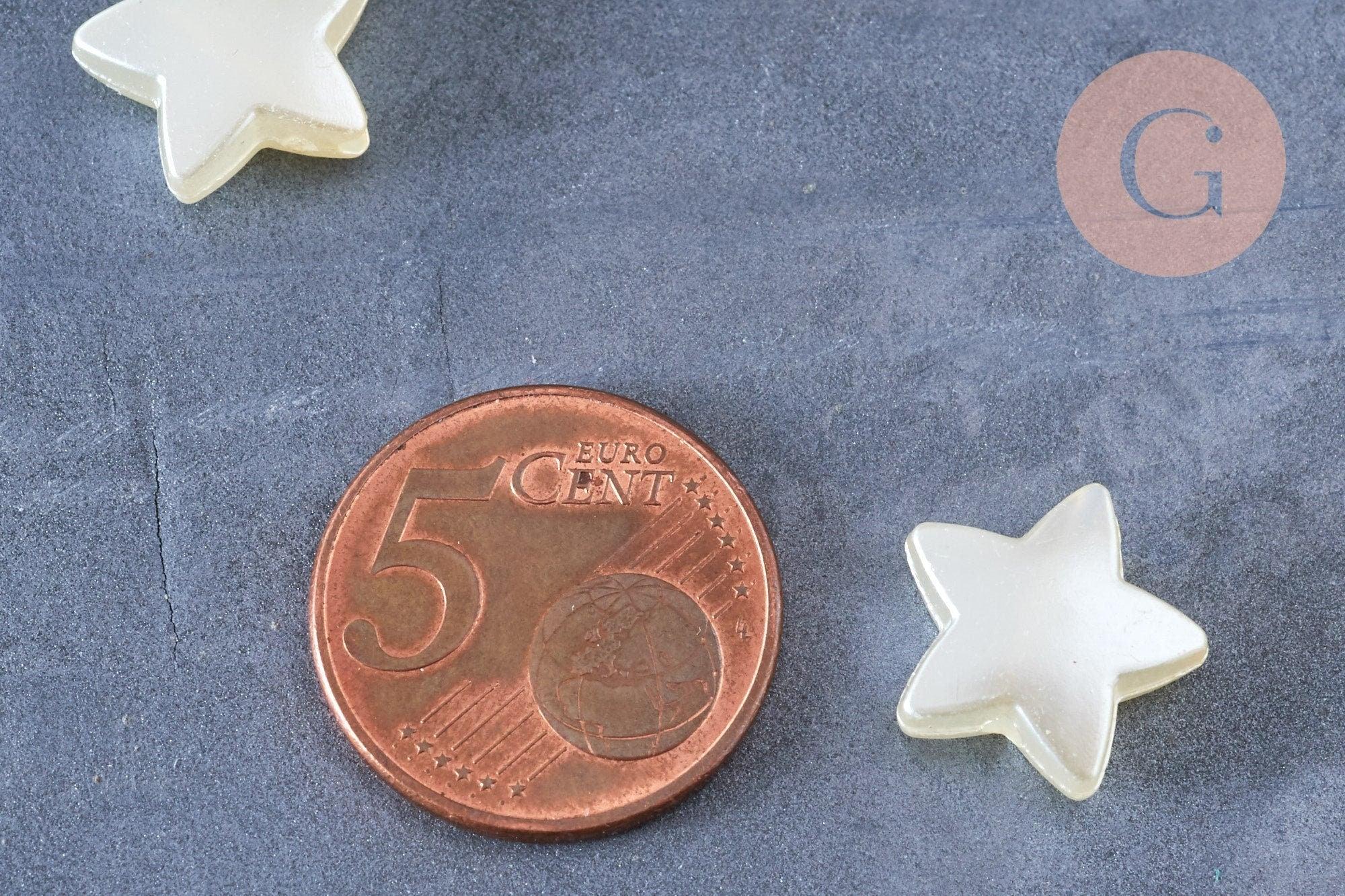 Perle étoile plastique blanc nacré 14mm, x10 perles (G6435)