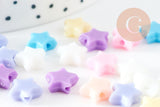Perle étoile plastique multicolore plastel,pendentif acrylique,création bijoux plastique coloré, 10mm, x30 G4051