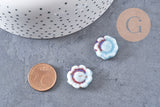 Perle fleur porcelaine bleu clair 17mm, x5 (G10810)