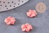 Perle fleur résine rose,perle imitation corail pour fabrication bijoux en bambou de mer naturel,13mm, x5 (G3518)
