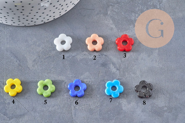 Perle fleur verre pour créole interchangeable 15.5mm, x1 (G11025)