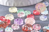 Perle fleur verre tchèque multicolore irisé 7.5-11.5mm, x10 (G10367)