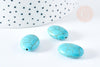 Perle galet ovale howlite turquoise, howlite naturelle, perle turquoise, perle pierre, howlite,26mm, x5 (G3438)