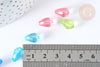 Perle goutte acrylique transparent multicolore 12mm, création bijoux plastique coloré, x 20 G7270
