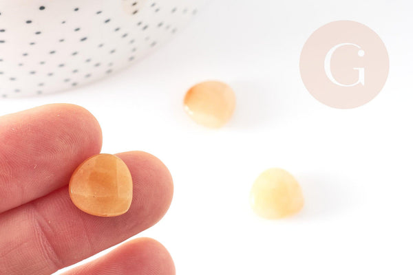 Perle goutte jadeite naturelle jaune facetté 13mm,x5 (G3862)