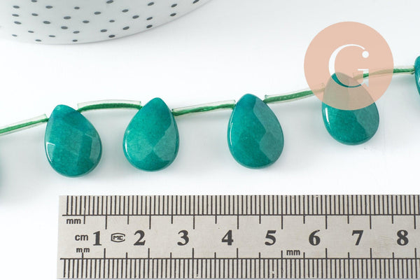 Perle goutte jadeite verte facetté,jadeite naturel,perle jadeite,pierre précieuse,18mm, X5 G1834
