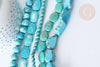 Perle goutte nuggets rondelle Howlite teintée turquoise foncé naturelle 5-30mm, x1 fil de 40cm (G8193)