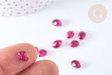 Perle goutte verre rouge foncé 8,5mm, perle cristal , x10 (G7231)