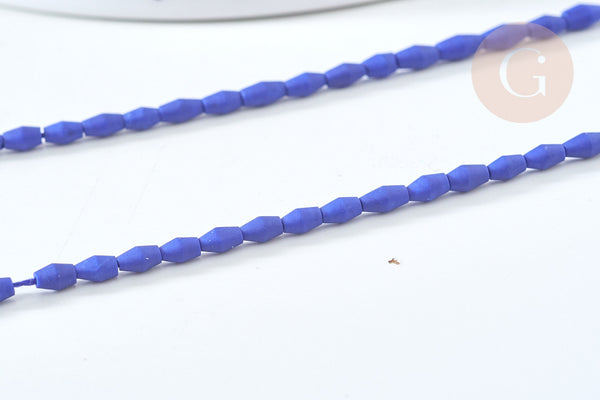 Perle grain de riz howlite naturelle teintée bleu roi, bijou en pierre naturelle, howlite naturelle, perle en pierre, fil de 50cm (G7260)