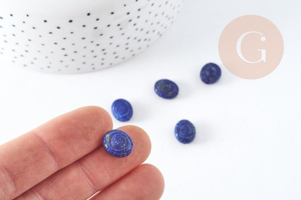 Perle gravée oeil protecteur lapis lazulis naturel 10x12mm, x1 (G2343)