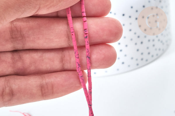 Perle heishi howlite naturelle rose 1mm, pierre naturelle, turquoise naturelle, perle en pierre, fil de 30cm, x1 (G7262)