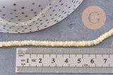 Perle heishi nacre naturelle jaune pastel, perle tube coquillage coloré,2x4mm, fil de 20cm, x1 (G4476)