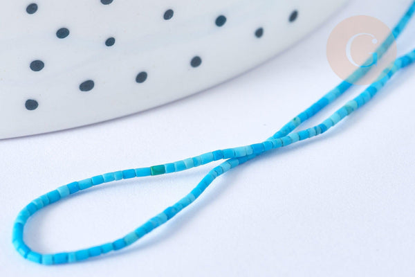 Perle heishi turquoise naturelle vert/bleu 1mm, x1 fil de 30cm (G7226)