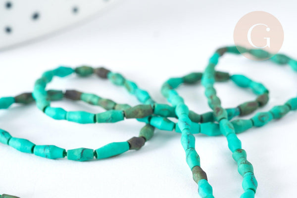 Perle howlite naturelle teintée vert, bijou en pierre naturelle, howlite naturelle, perle en pierre, fil de 50cm - (G7261)