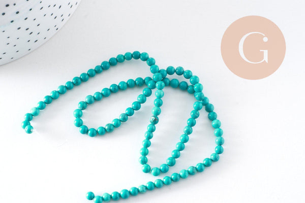 Perle howlite turquoise Bijou pierre naturelle 4mm, perle howlite naturelle, perle pierre, fil de 38cm, x1 (G5168)