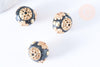 Perle indonesienne polymère noir strass et zamac doré 14mm,bijou ethnique exotique, x1 (G6570)