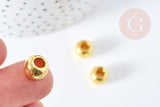 Perle intercalaire Pony Bead zamac doré 10mm, x20 (G8535)