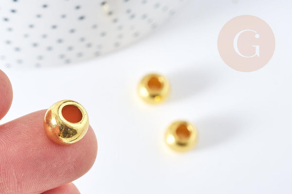 Perle intercalaire Pony Bead zamac doré 10mm, x20 (G8535)