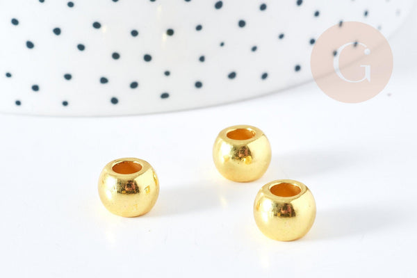 Perle intercalaire Pony Bead zamac doré 10mm, x20 (G8535)