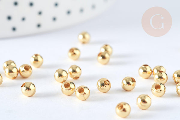 Perle intercalaire ronde acier inoxydable 304 doré 4mm, x50 (G7319)