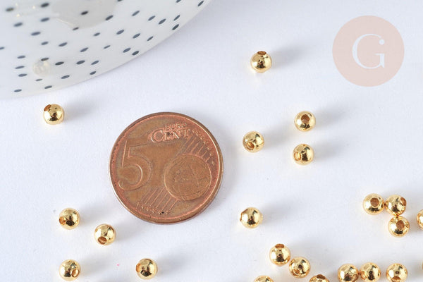 Perle intercalaire ronde acier inoxydable 304 doré 4mm, x50 (G7319)