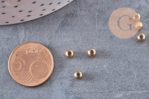 Perle intercalaire ronde acier inoxydable 304 doré IP 4mm, x10 (G10916)