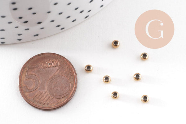 Perle intercalaire ronde acier inoxydable IP 304 doré 3mm, x50 (G9844)