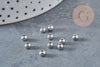 Perle intercalaire ronde acier inoxydable platine 4mm, x100 (G8828)