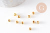 Perle intercalaire ronde laiton doré sablée 4mm, x10 (G4079)