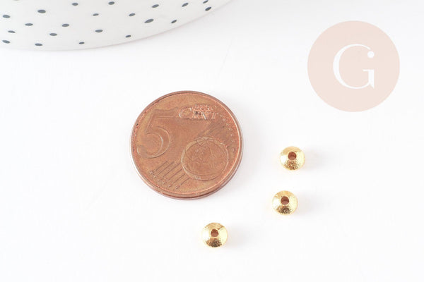 Perle intercalaire rondelle laiton doré sablé 5mm, x20 (G3404)