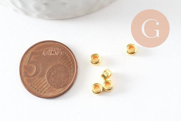 Perle intercalaire rondelles laiton doré 4mm,perle disque dorée pour création bijoux, x20 G9541