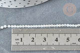 Perle jade blanc naturel ronde 2mm, x1 fil de 41 cm (G7397)